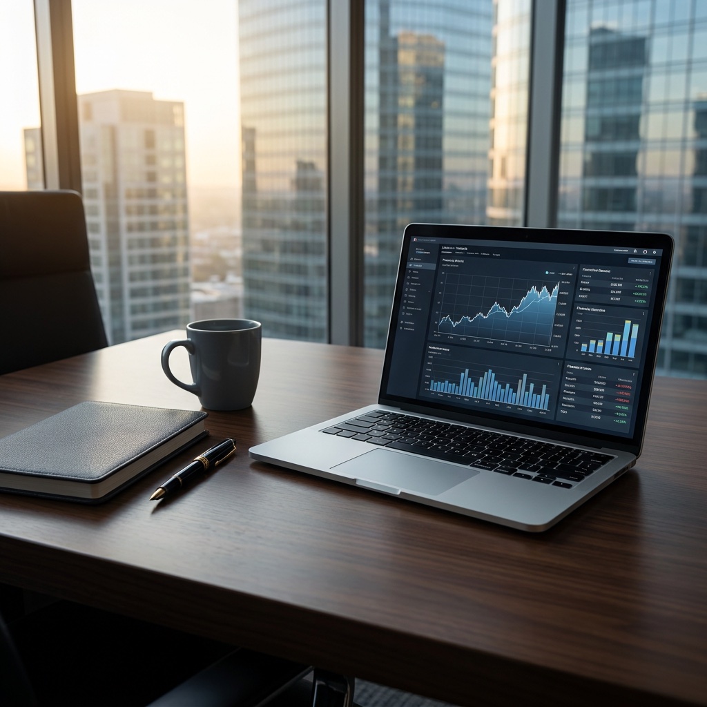 Executive workspace with documents and tools for tax analysis.